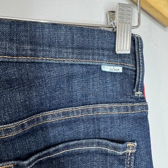 MOTHER Insider Crop Step Fray Jeans Speed Racer Stretch Blue Women's Sz 26 - Picture 13 of 15